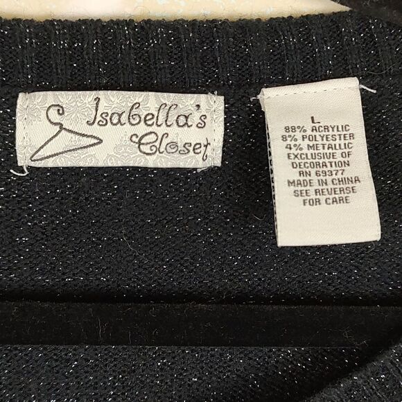 Isabella's Closet Crew Neck Christmas Sweater Embroidered Reindeer Rockettes - Picture 2 of 10